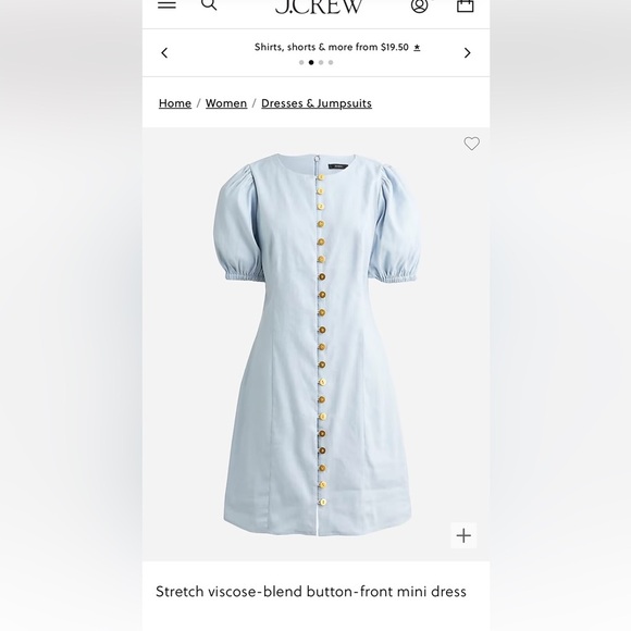 J.Crew NWT Stretch viscose/linen blend button front lined mini dress sz 16 BK977 - Picture 2 of 11